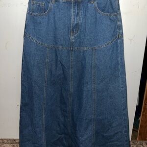 Blue Denim Maxi Skirt